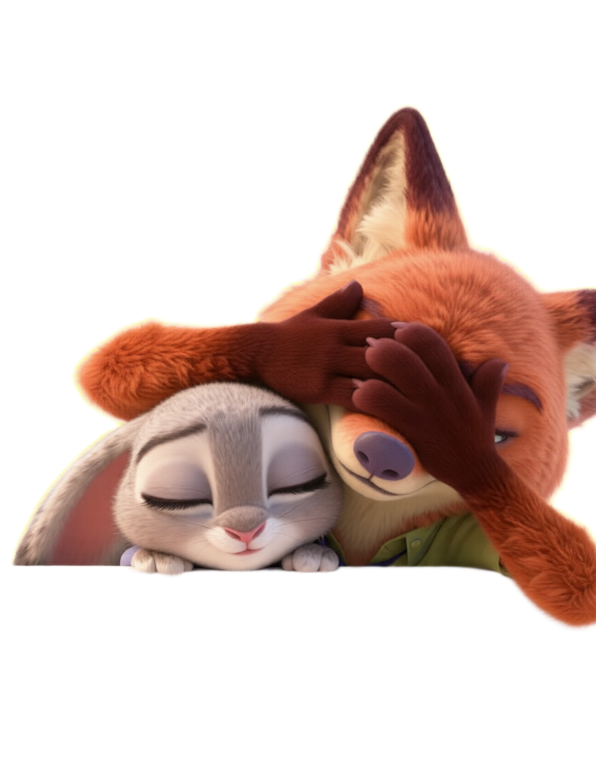 Nick & Judy covering eyes